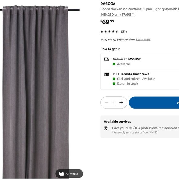 IKEA - DAGOGA Curtains - 1 Pair - Picture 13 of 14